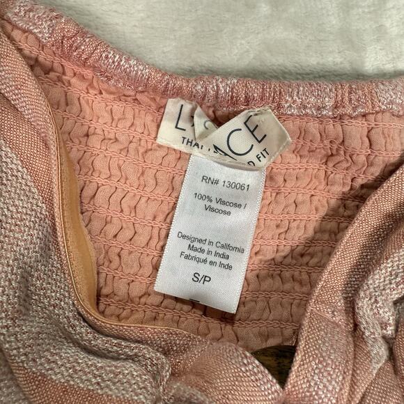 L Space Melody Dress Midi Strapless Tiered Cutout Pink Stripe Women's Size Small - Picture 4 of 9